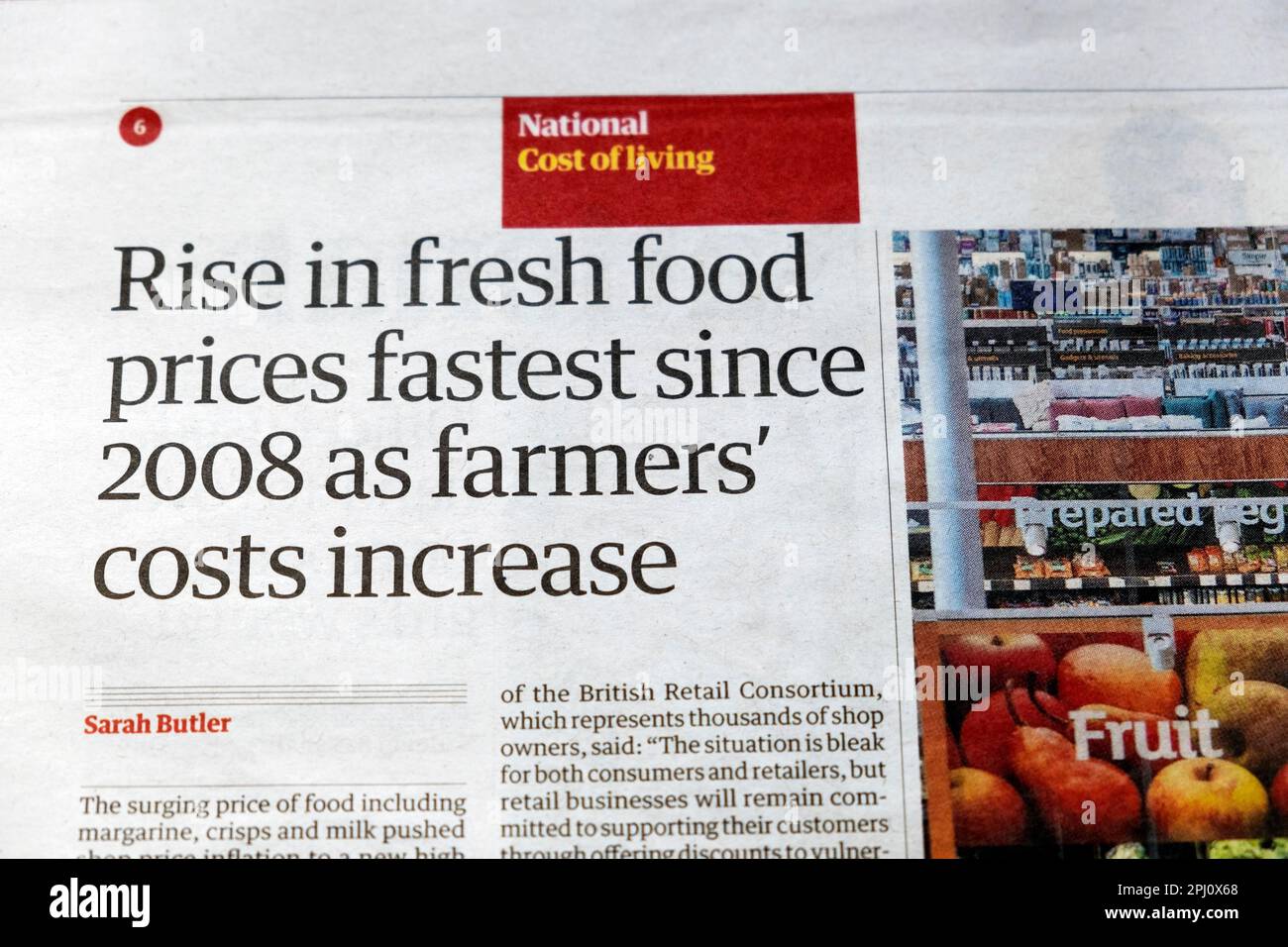 'Rise in fresh food prices fastest since 2008 as farmers' costs increase' Guardian newspaper