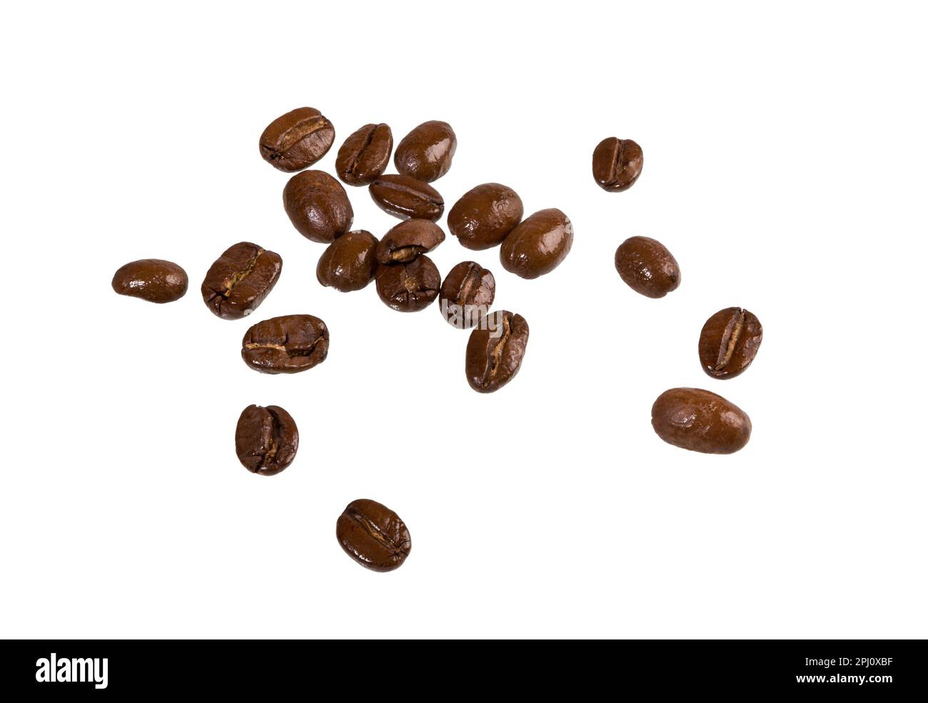 Coffee beans. Isolated on a white background. Roasted coffee bean cut