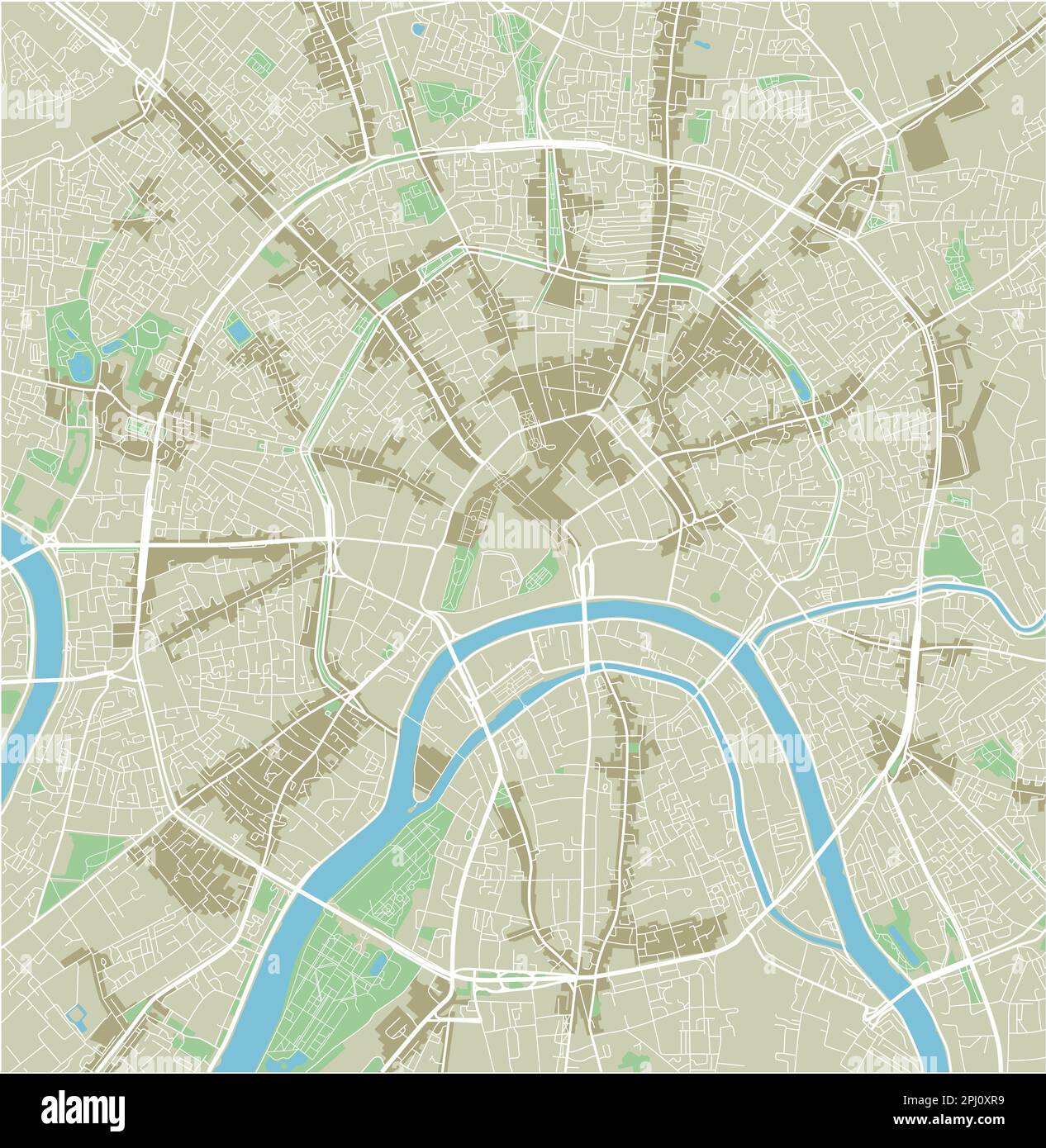 Vector city map of Moscow with well organized separated layers. Stock Vector