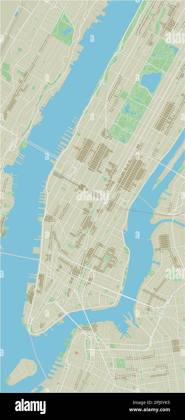 Vector city map of New York with well organized separated layers. Stock Vector