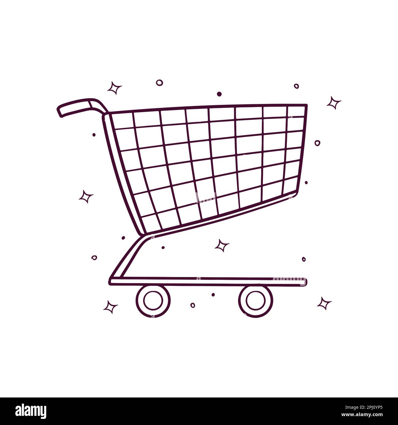 hand drawn shopping cart vector illustration Stock Vector Image & Art ...
