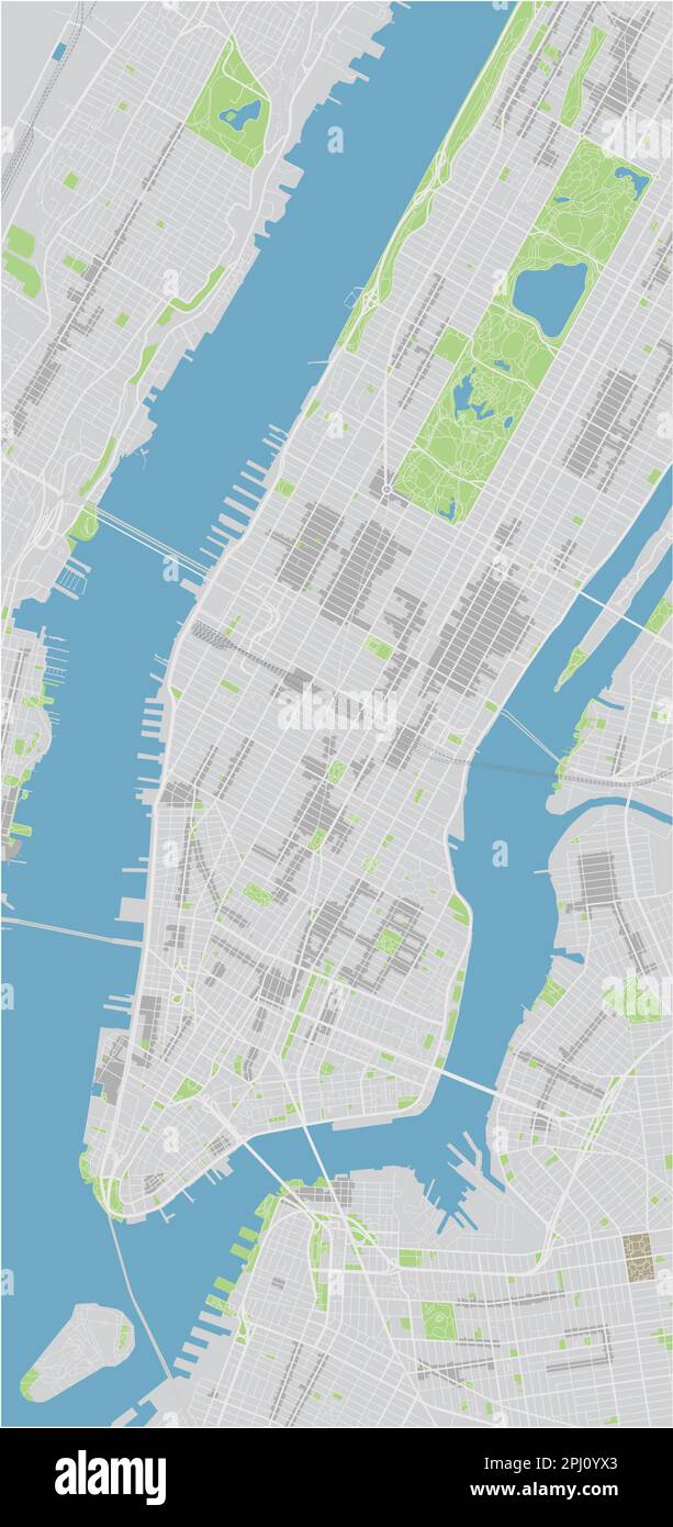 Vector city map of New York with well organized separated layers. Stock Vector