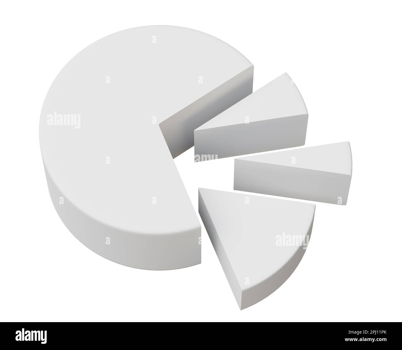 Simple chart pie with separated parts, business statistics, 3d