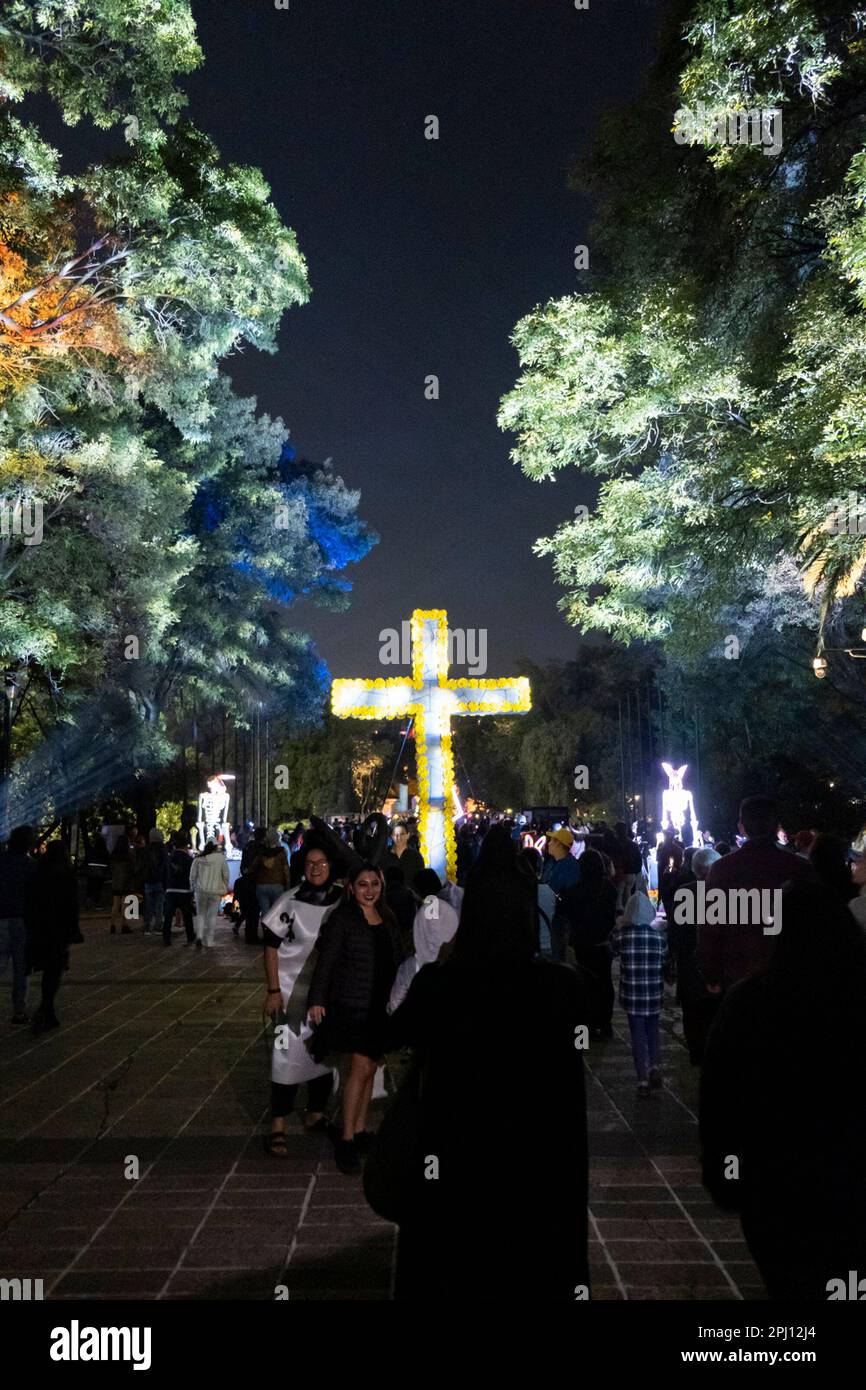 Halloween in Mexico City. Chapultepec entrance decorated with Dia de