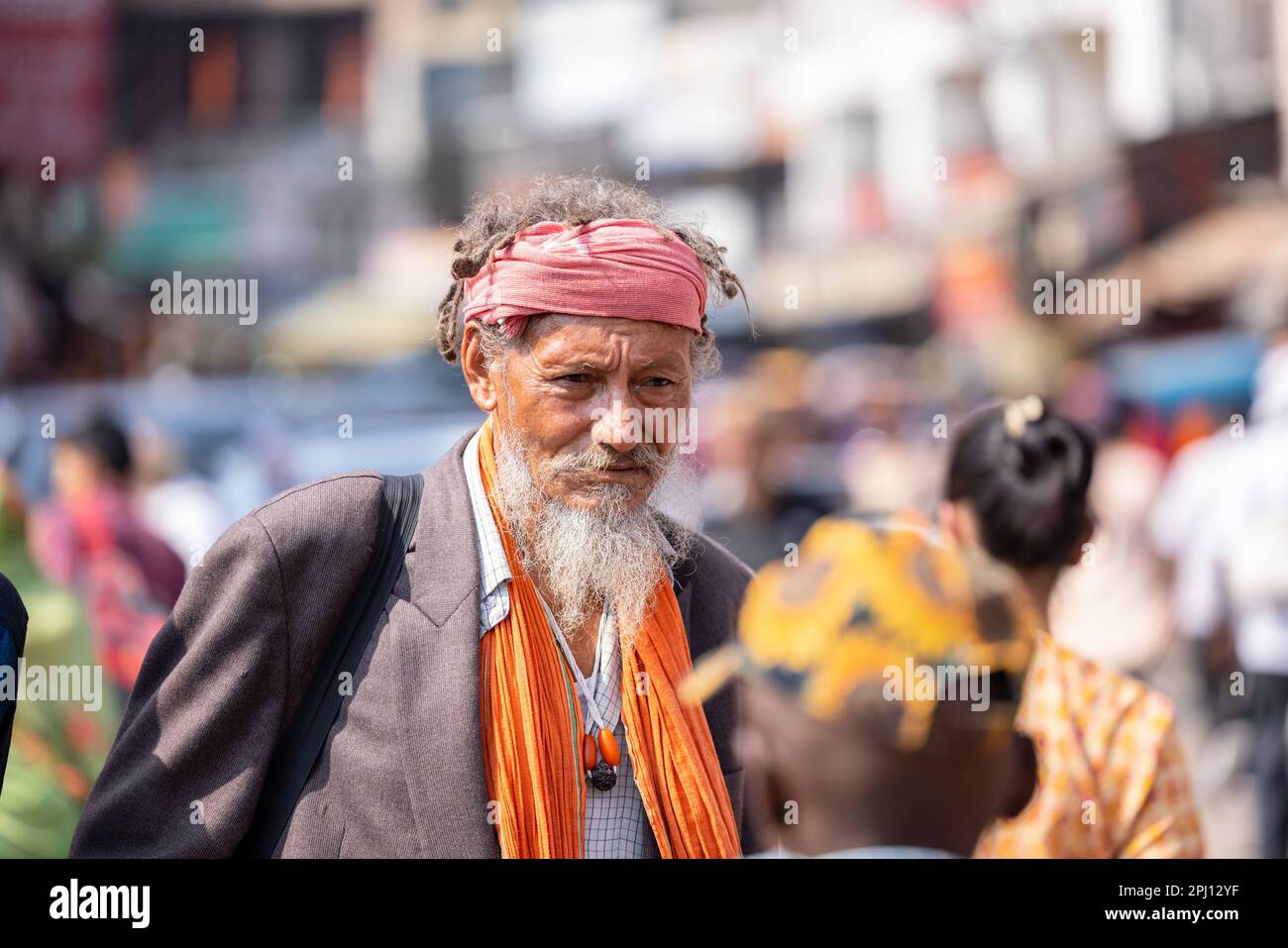 Holy Rishikesh, Portrait of unidentified brahmin male sadhu near river ...