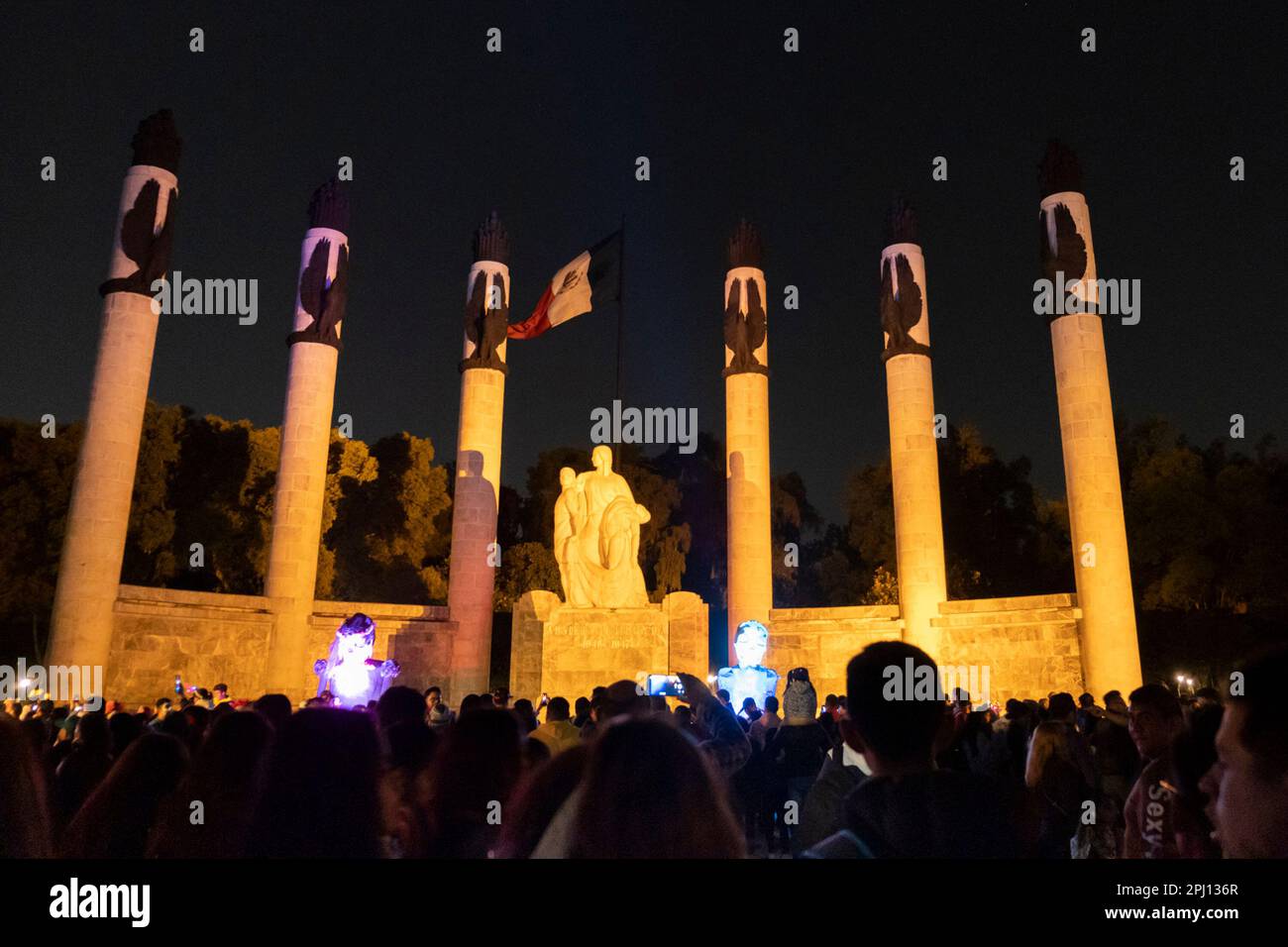 Halloween in Mexico City. Chapultepec entrance decorated with Dia de