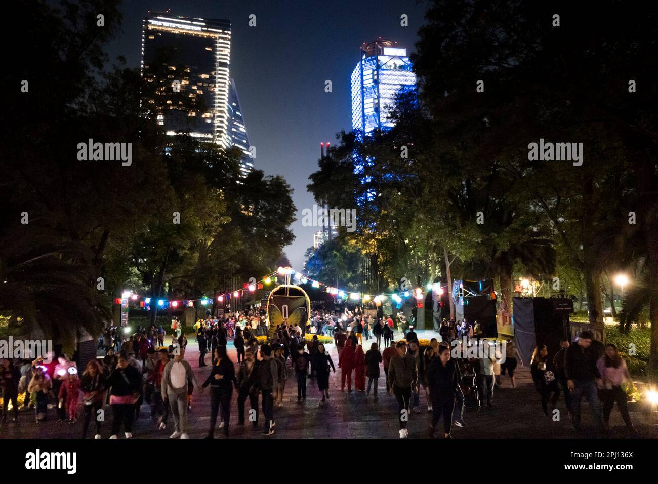 Halloween in Mexico City. Chapultepec entrance decorated with Dia de