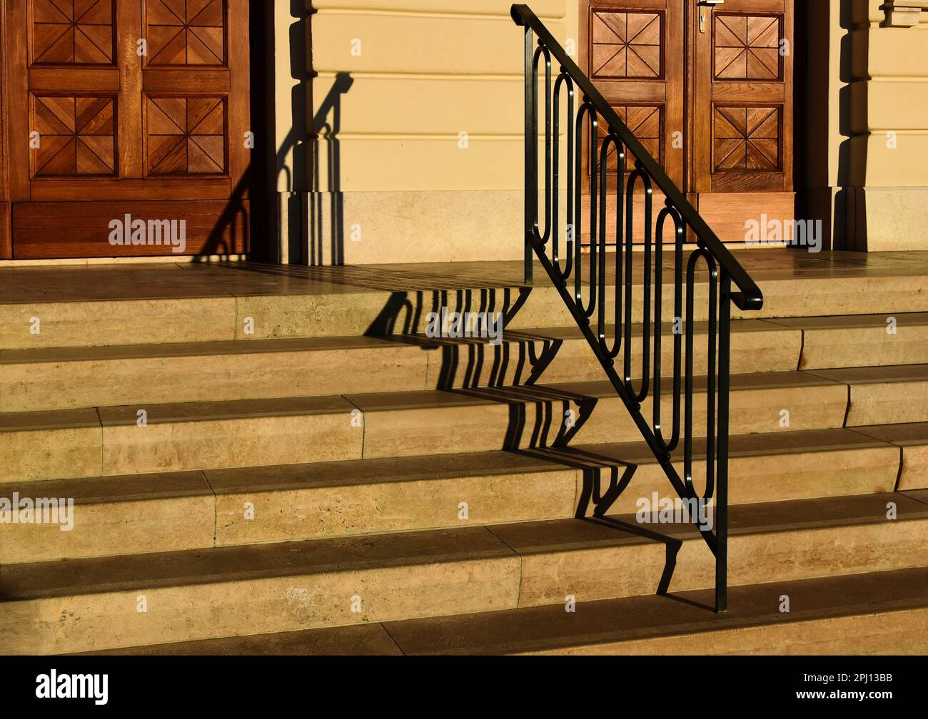 wide exterior stone stairs. deep treads and defined vertical risers