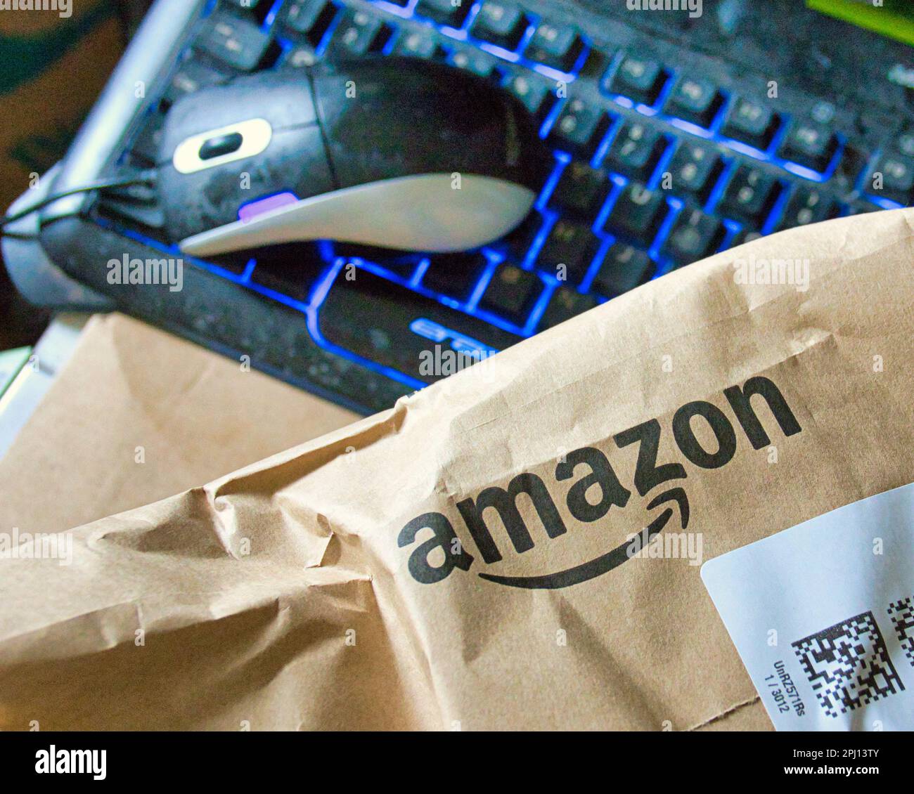 amazon prime online shopping packages Stock Photo