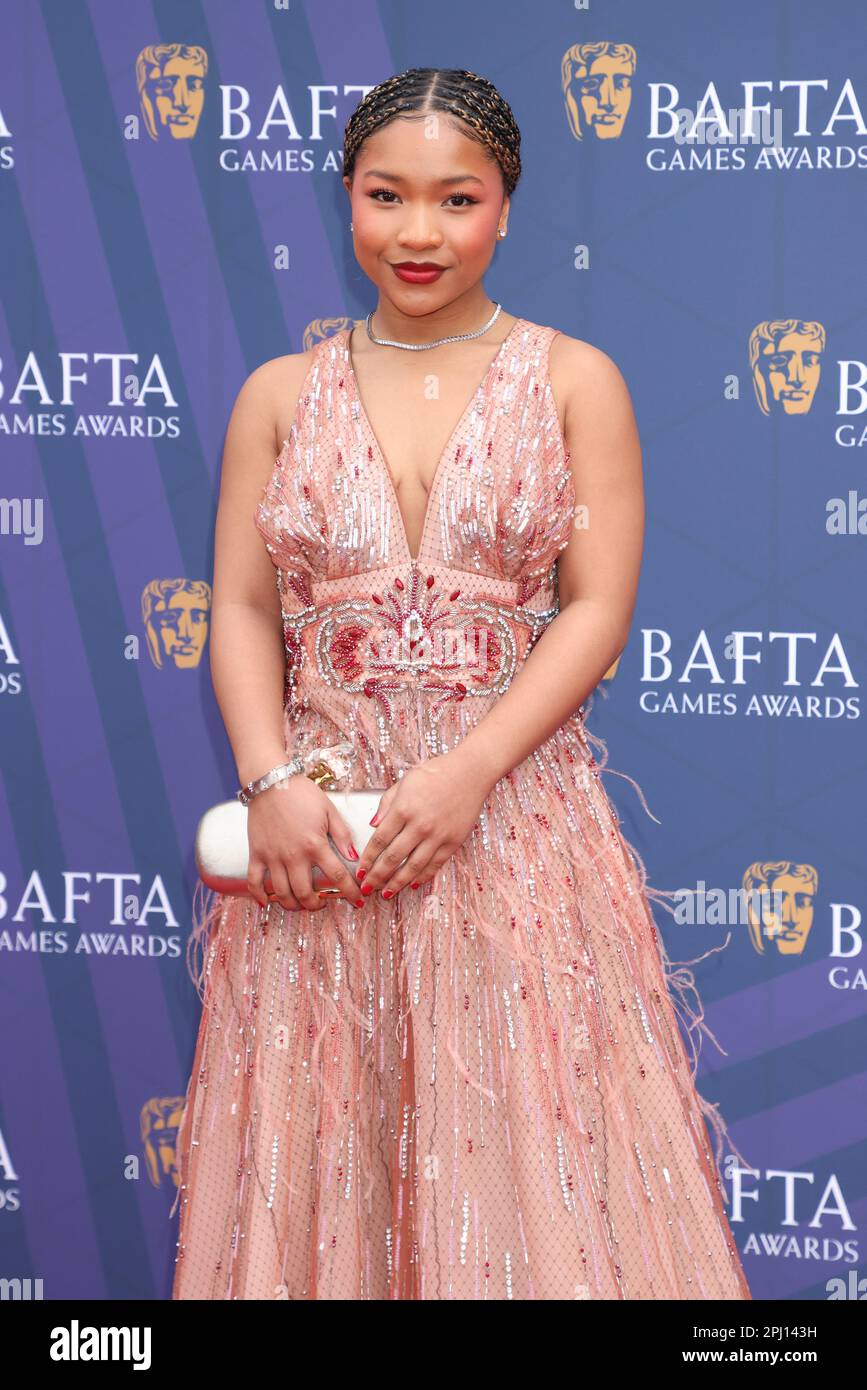 Laya DeLeon Hayes arriving for the BAFTA Games Awards at the Queen(04)