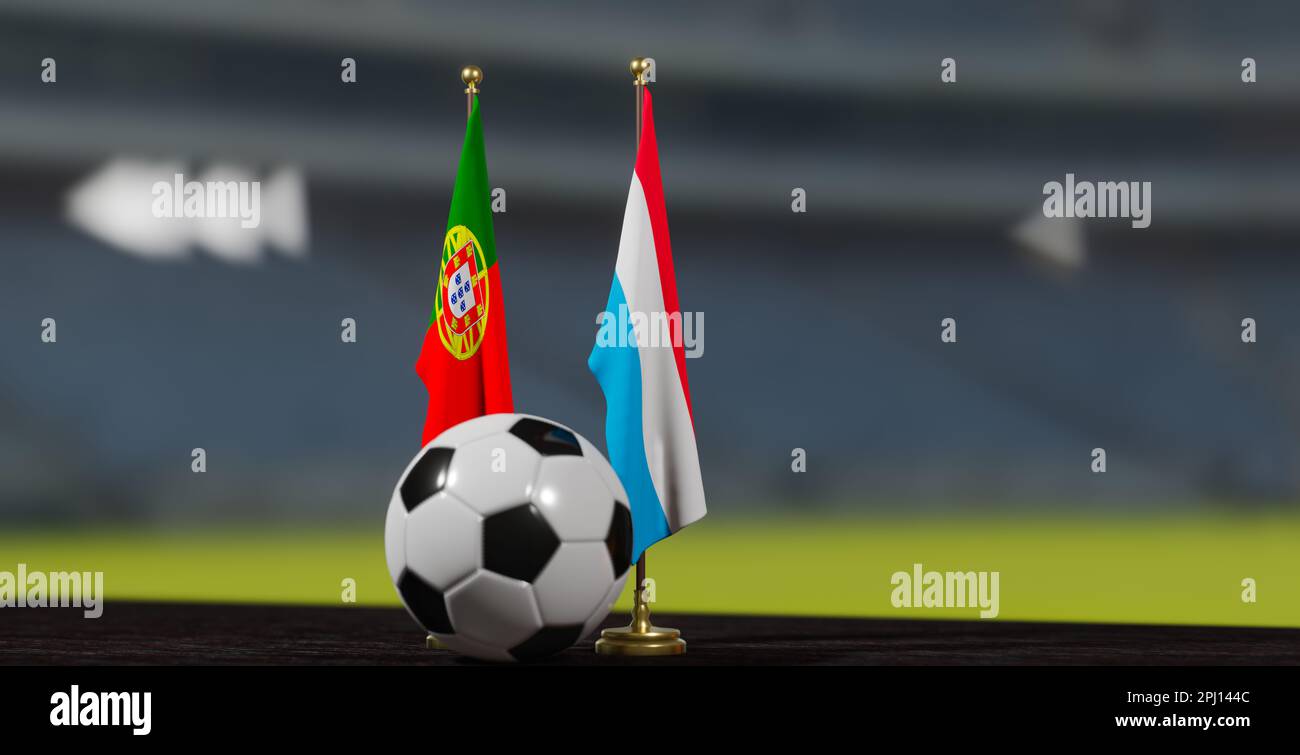 UEFA EURO 2024 Soccer Portugal Vs Luxembourg European Championship   Uefa Euro 2024 Soccer Portugal Vs Luxembourg European Championship Qualification Portugal Vs Luxembourg With Soccer Ball 3d Work Yerevan Armenia 2PJ144C 