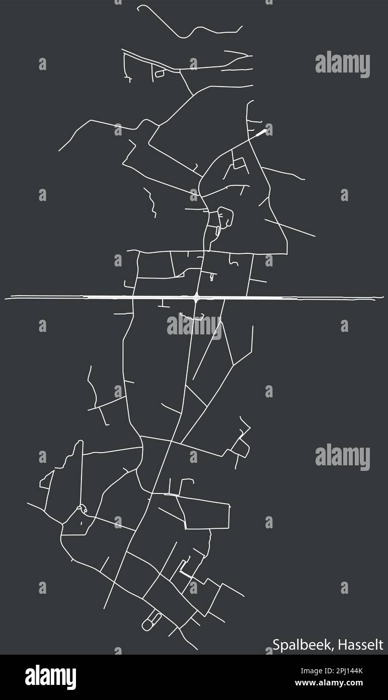 Detailed hand-drawn navigational urban street roads map of the SPALBEEK MUNICIPALITY of the Belgian city of HASSELT, Belgium with vivid road lines and Stock Vector