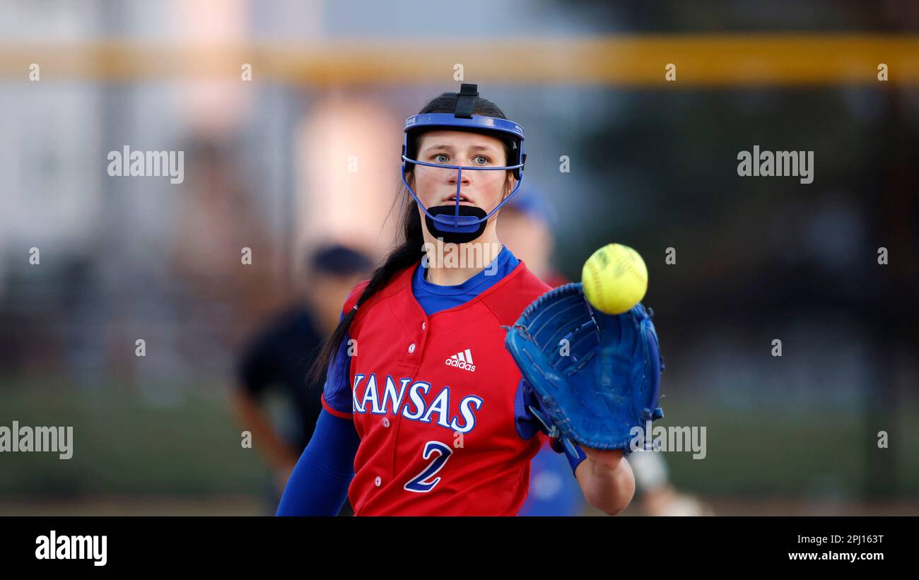 Kansas Pitcher Savanna Desrochers During An Ncaa College Softball Game 