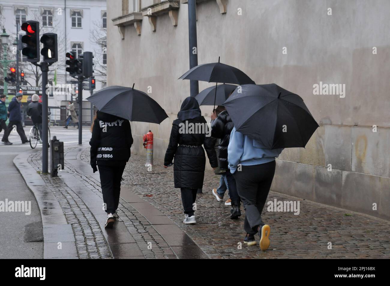 Copenhagen /Denmark/30 March 2023/People use umbrella duering rain fall