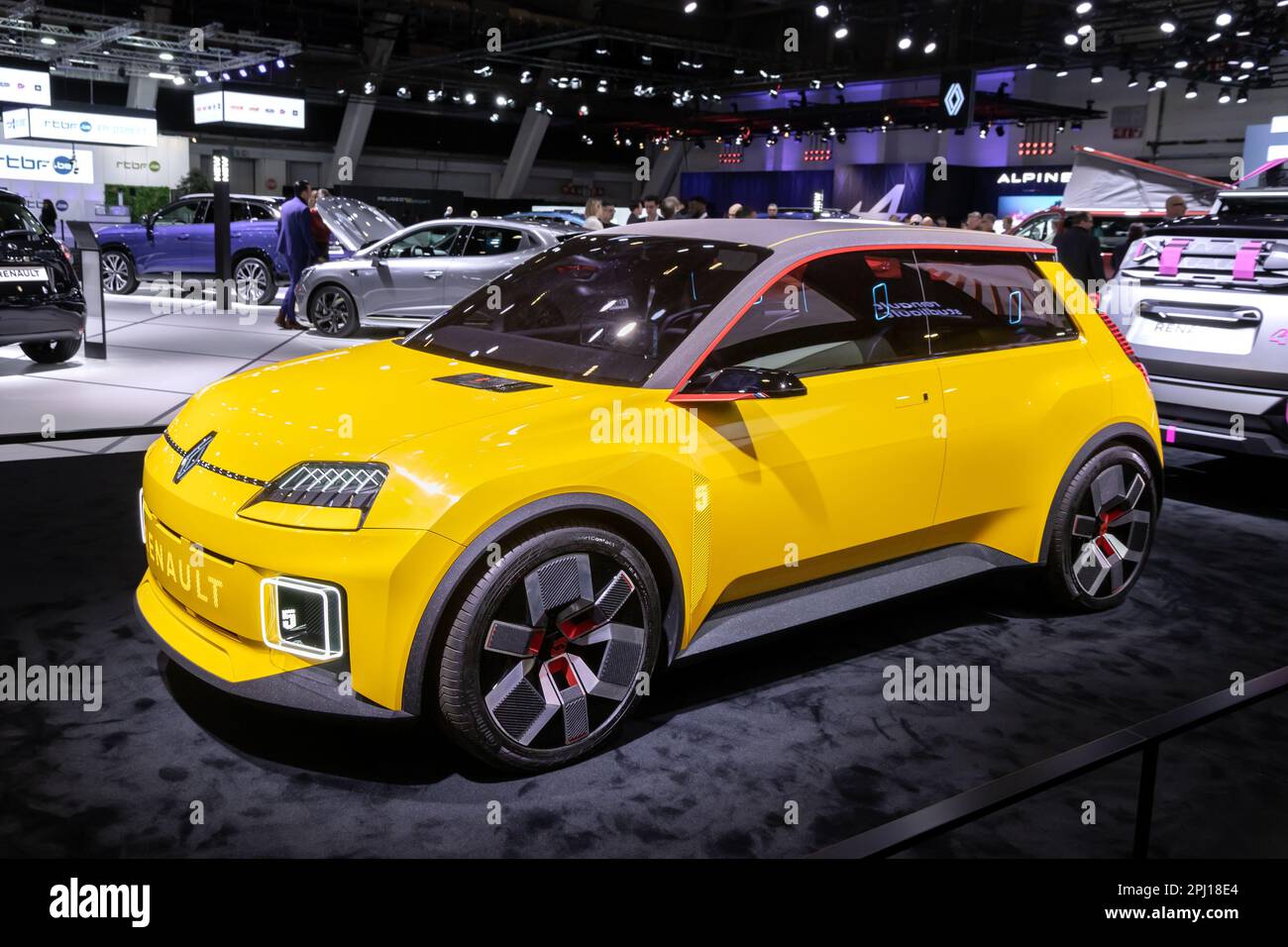 2024 Renault 5 Allelectric Car showcased at the Brussels Autosalon