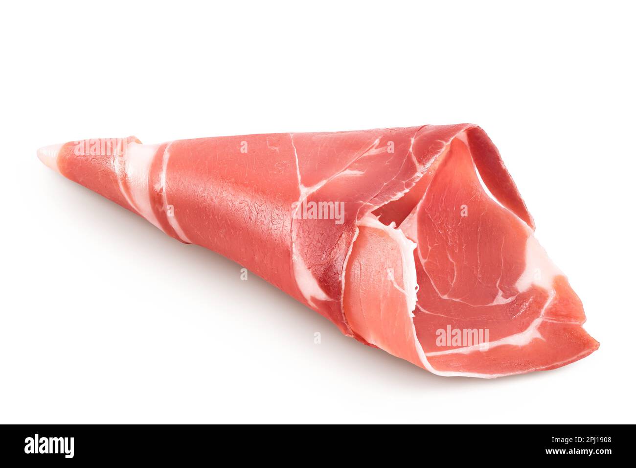 Italian prosciutto crudo or spanish jamon. Raw ham isolated on white