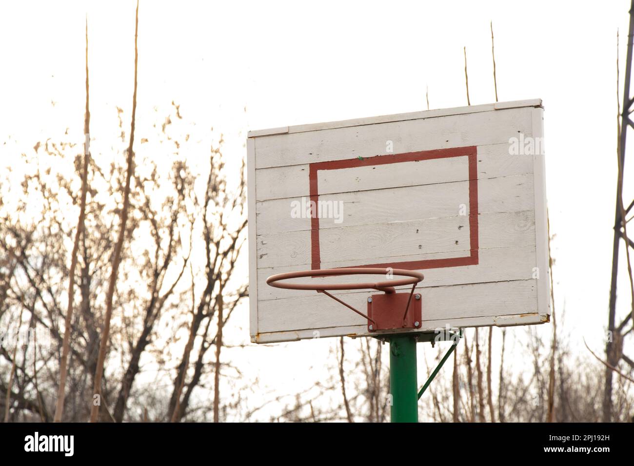 outdoor basketball hoop in the afternoon Stock Photo Alamy