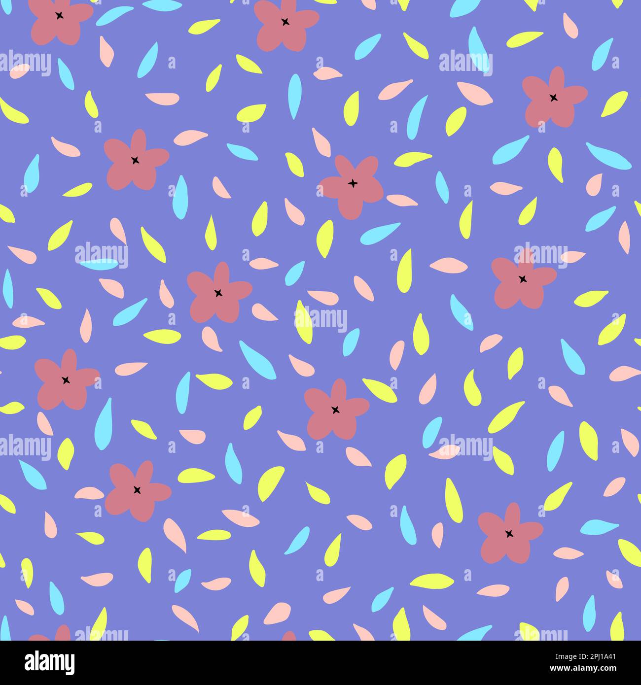 Hand drawn summer seamless pattern with abstract flowers Stock Vector ...