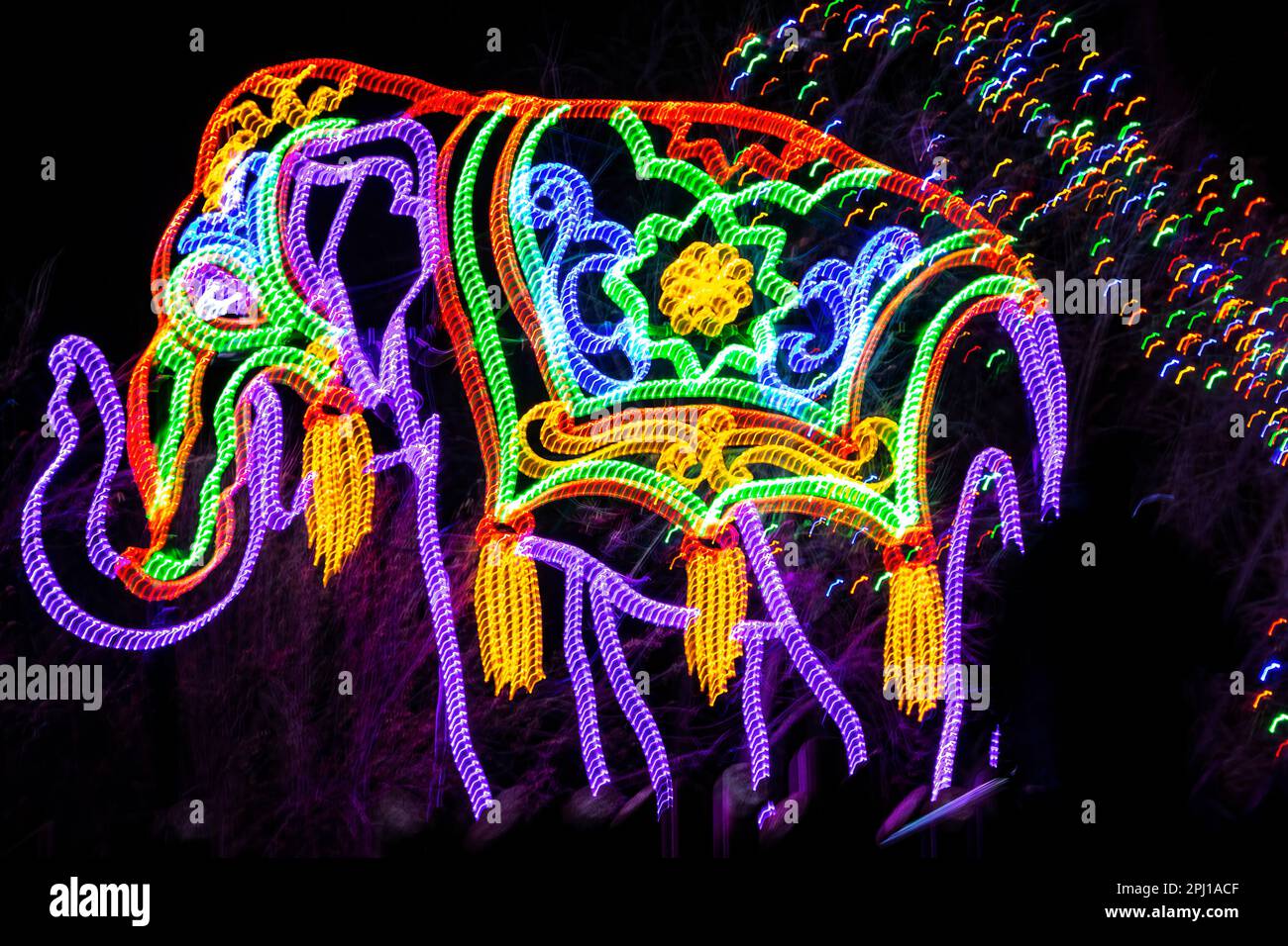 Christmas lights shaped like an elephant, Denver Zoo Lights, Denver Zoo