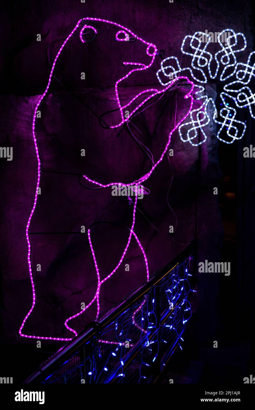 Christmas lights shaped like a polar bear, Denver Zoo Lights, Denver