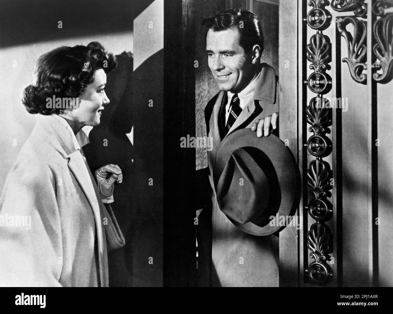 Dorothy Malone, Philip Carey, on-set of the Film, 'Pushover', Columbia Pictures, 1954 Stock Photo