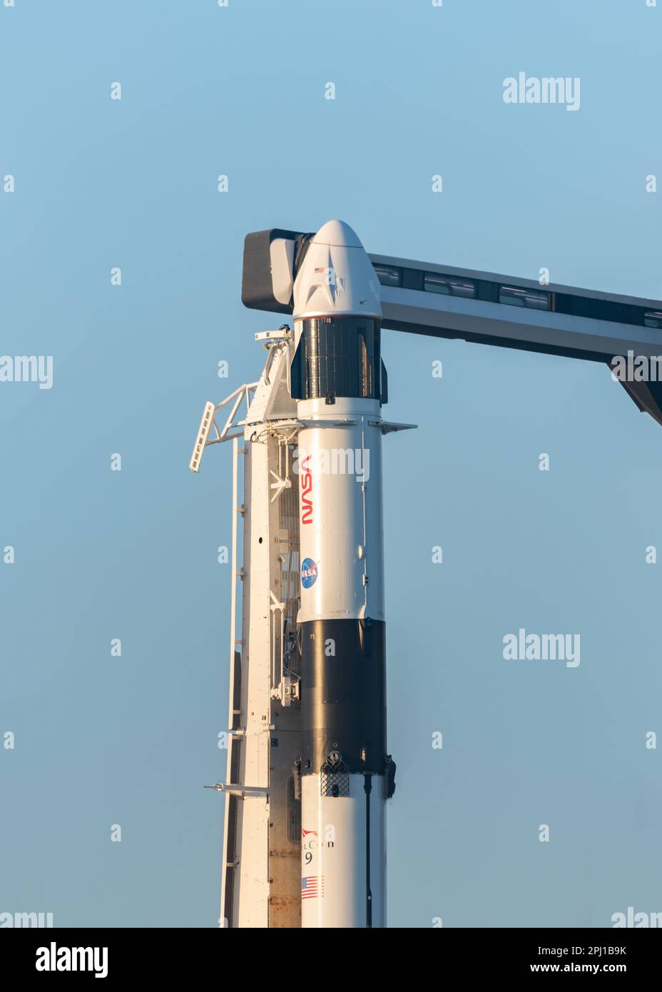 SpaceX Falcon 9 with NASA Crew-6 Crew Dragon Capsule Stock Photo