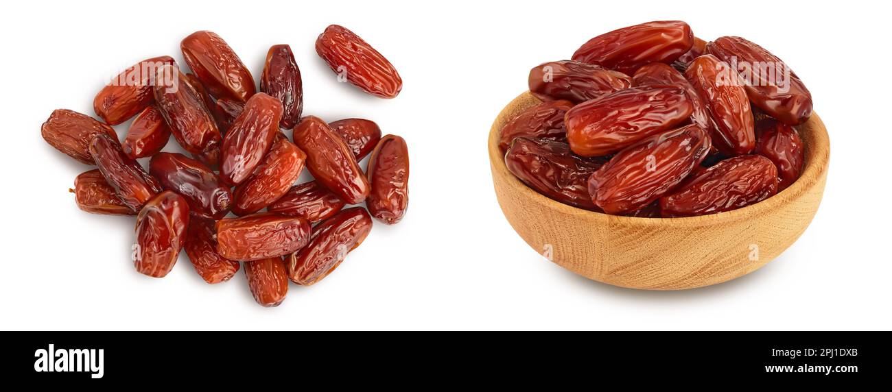 Dates isolated on white background . Top view. Flat lay Stock Photo - Alamy