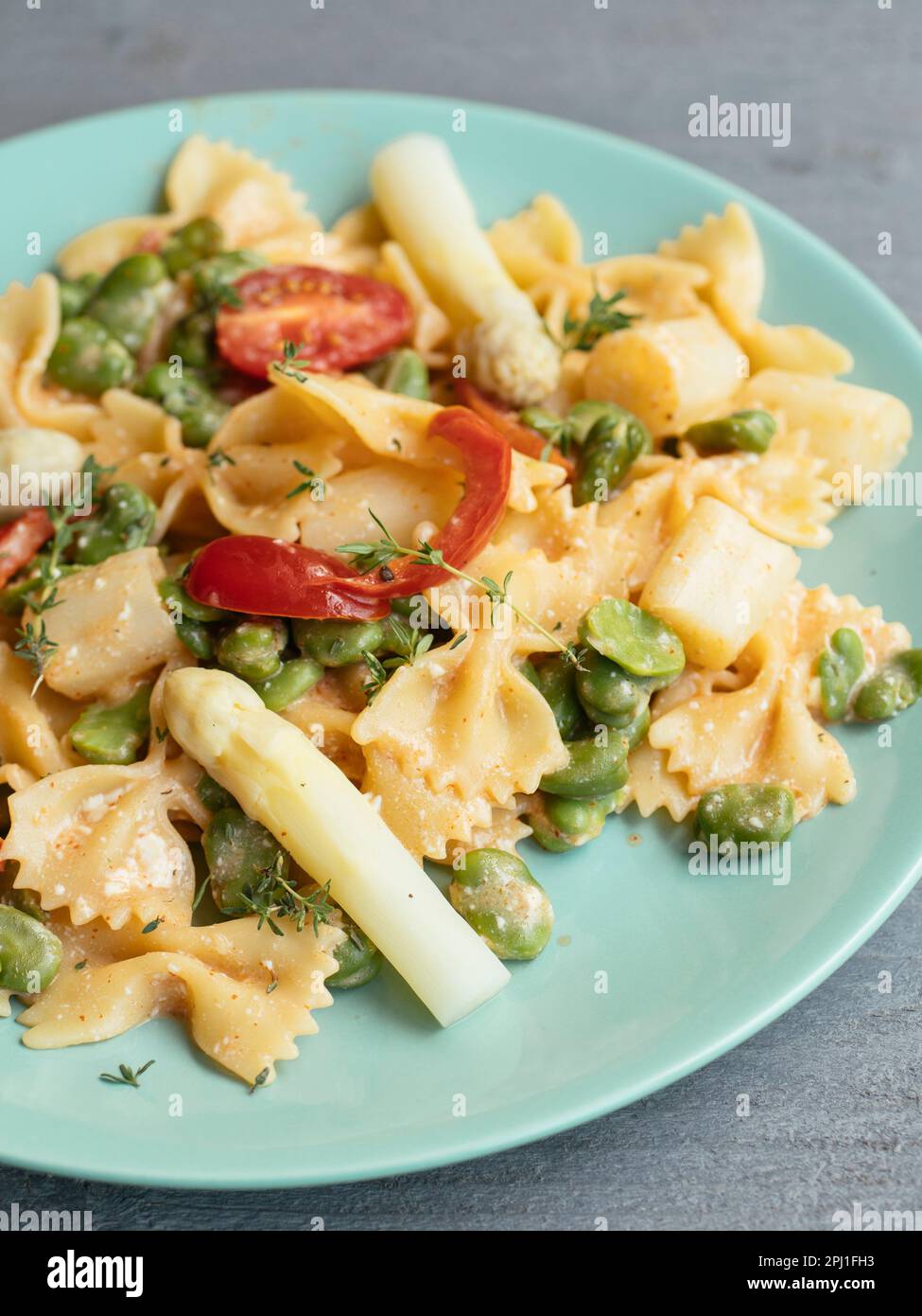 Bow Tie Pasta with Asparagus and Fava Beans Stock Photo Alamy