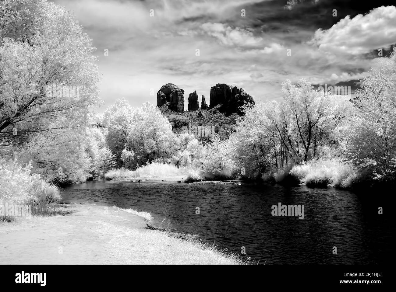 Infrared oak creek and cathedral rock sedona arizona Stock Photo - Alamy