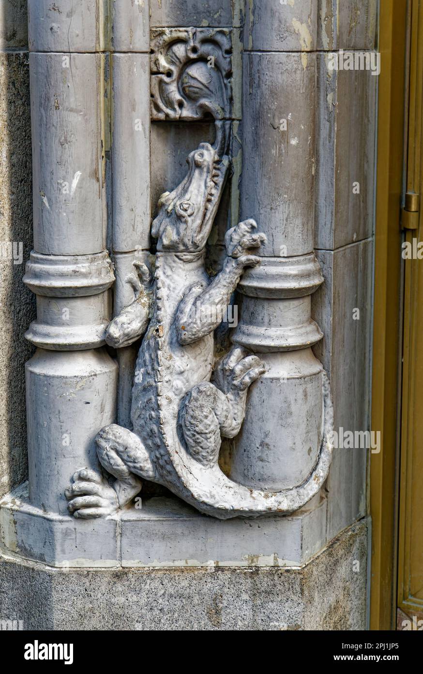 A pair of alligators guard the entrance at Liberty Tower, 55 Liberty Street. Stock Photo