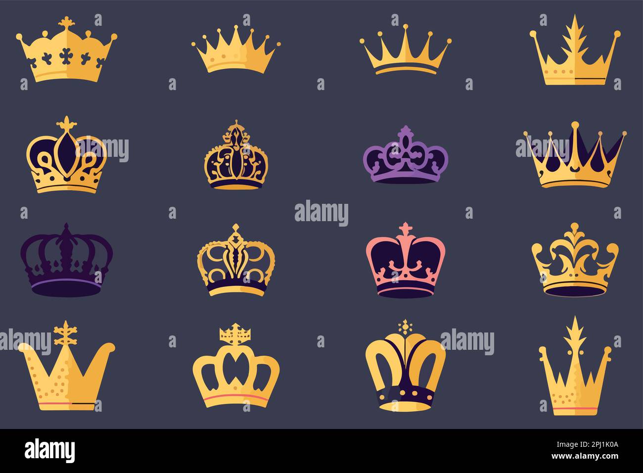 Silhouettes crowns set Illustration vector design collection Stock ...
