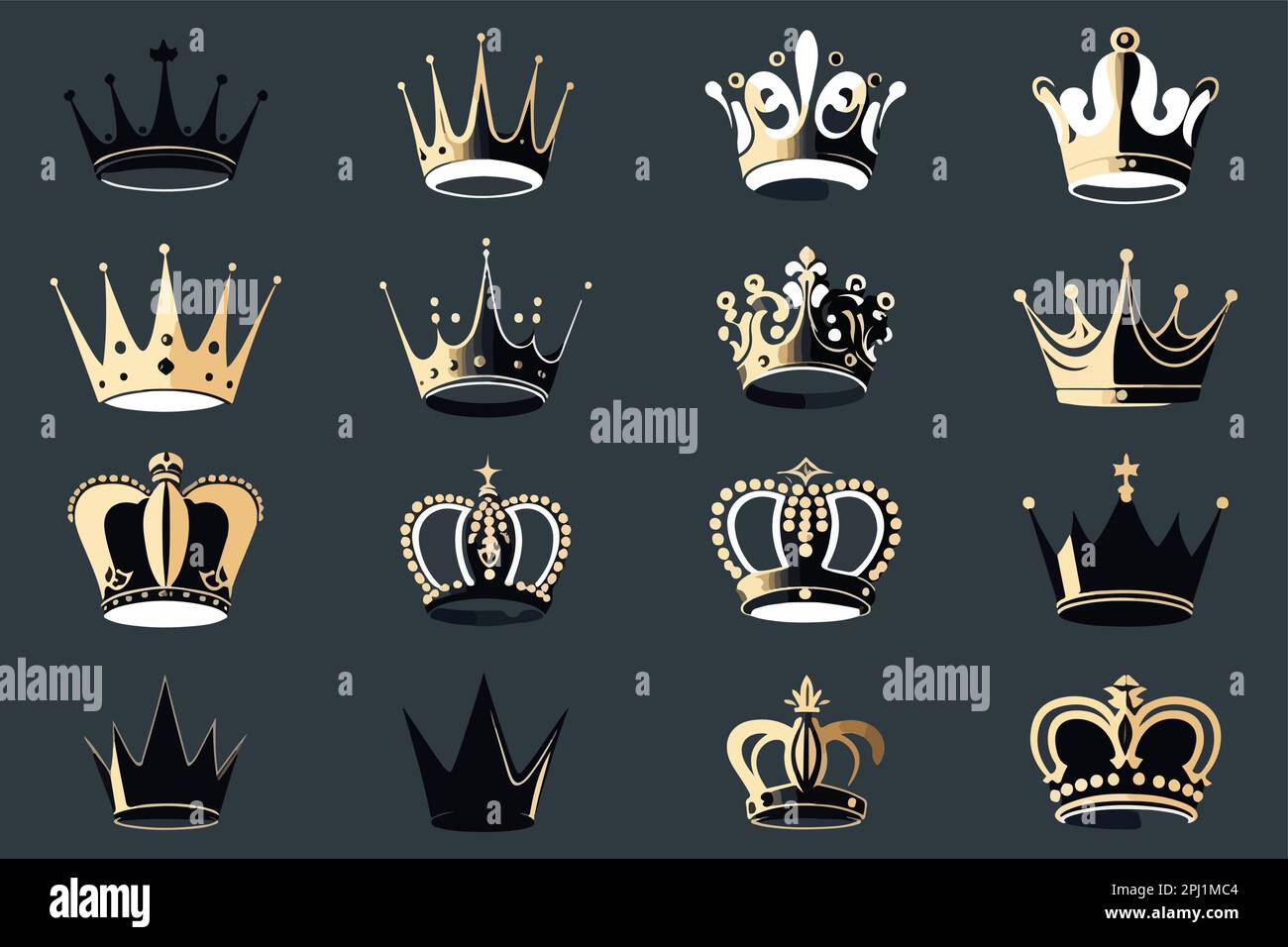 Silhouettes crowns set Illustration vector design collection Stock ...