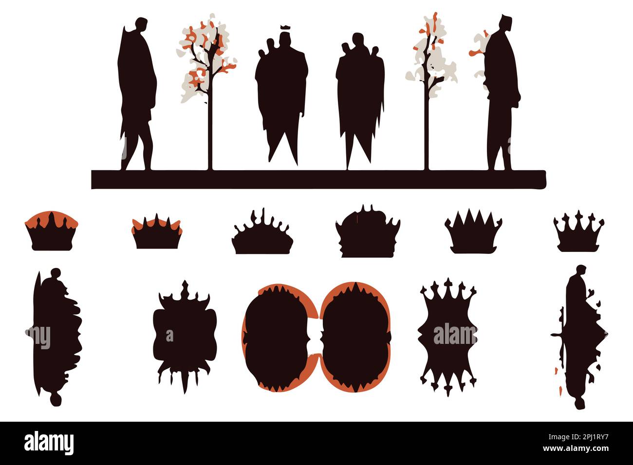 Silhouettes king crowns set Illustration vector design collection Stock Vector
