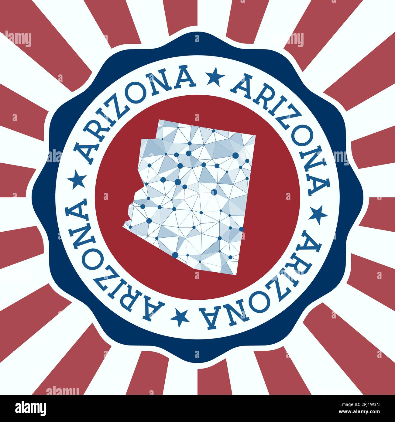 Arizona Badge. Round logo of US state with triangular mesh map and ...