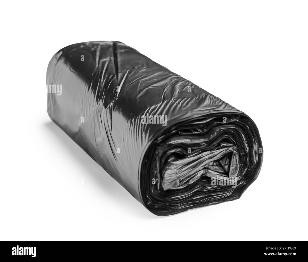 Black roll of garbage bags isolated on white background Stock Photo Alamy