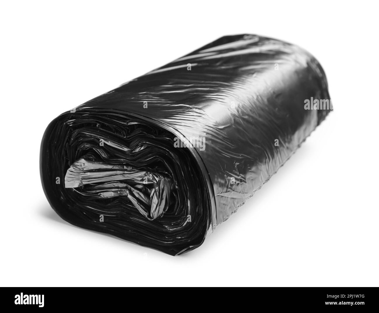 Black roll of garbage bags isolated on white background Stock Photo Alamy
