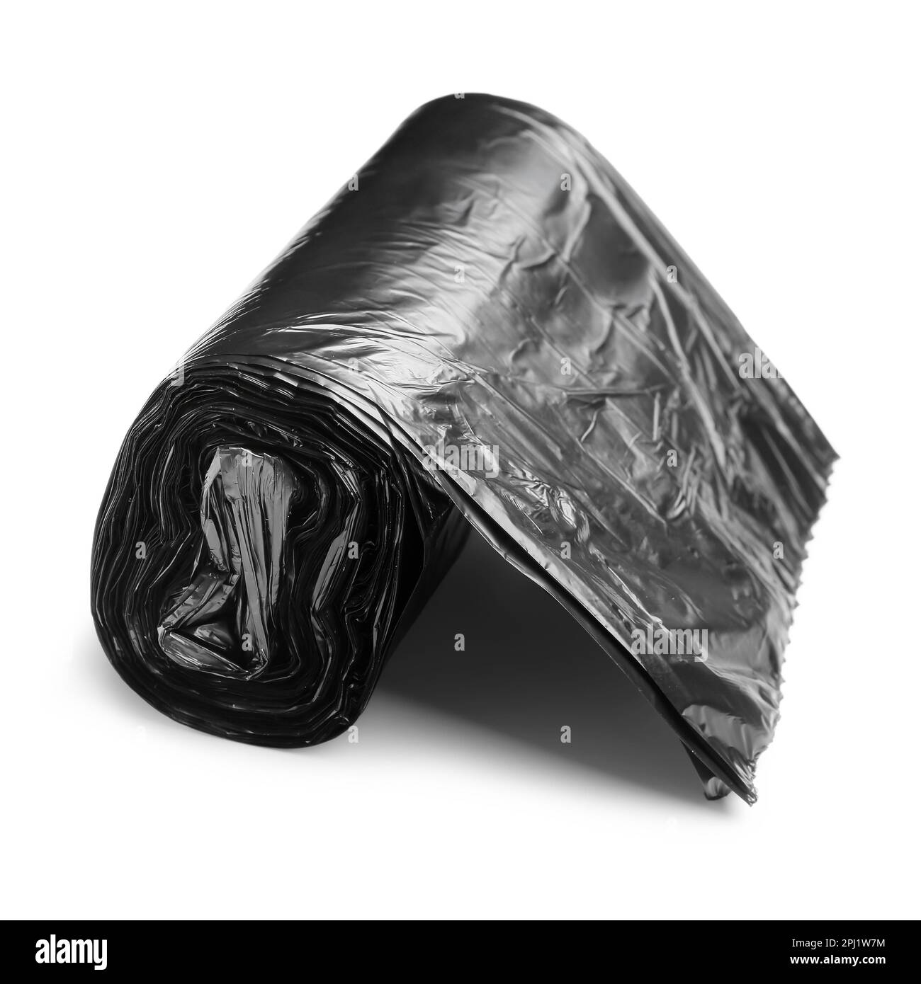 Black roll of garbage bags isolated on white background Stock Photo - Alamy