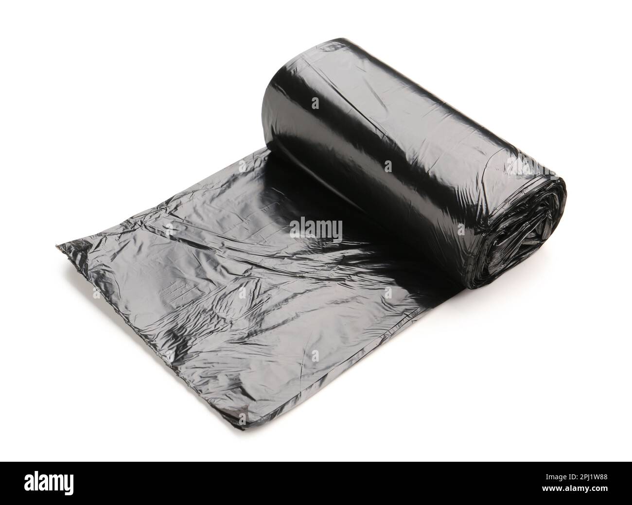 Black roll of garbage bags isolated on white background Stock Photo - Alamy