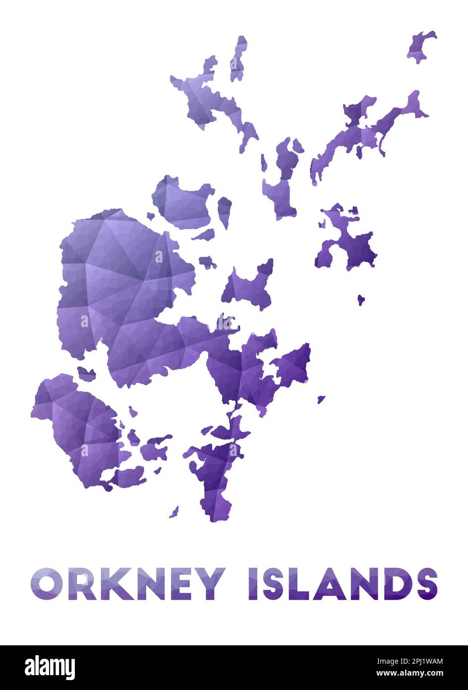 Map of Orkney Islands. Low poly illustration of the island. Purple ...