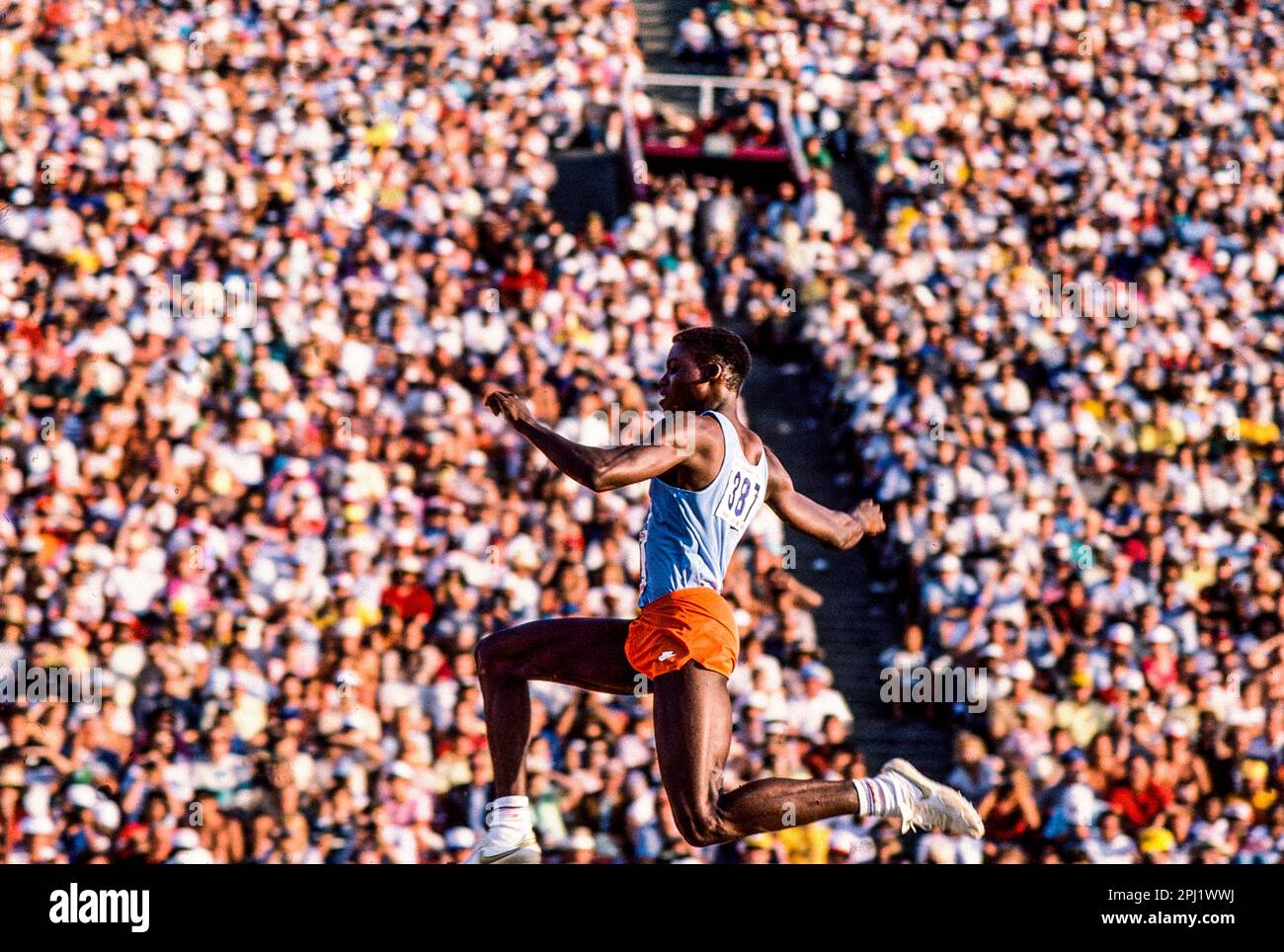 Carl Lewis (USA) competing at the 1984 United States Olympic team trials for track and field