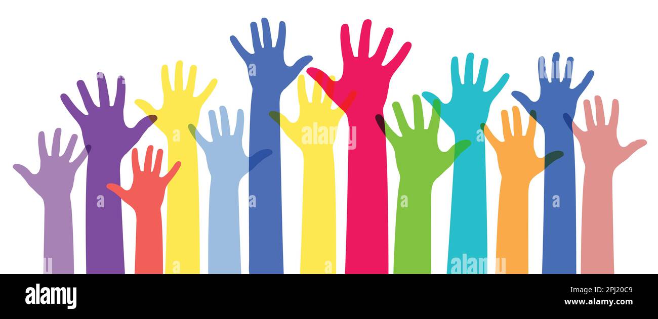 Colorful human hands - diversity concept - vector illustration Stock Vector