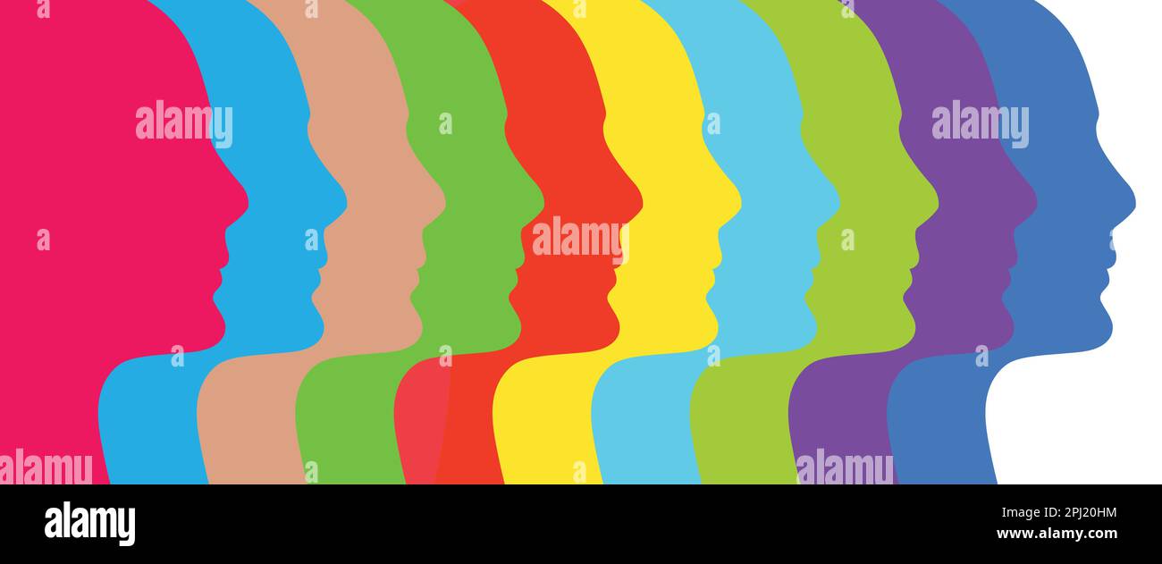 Colorful geometrical head shapes diversity concept vector
