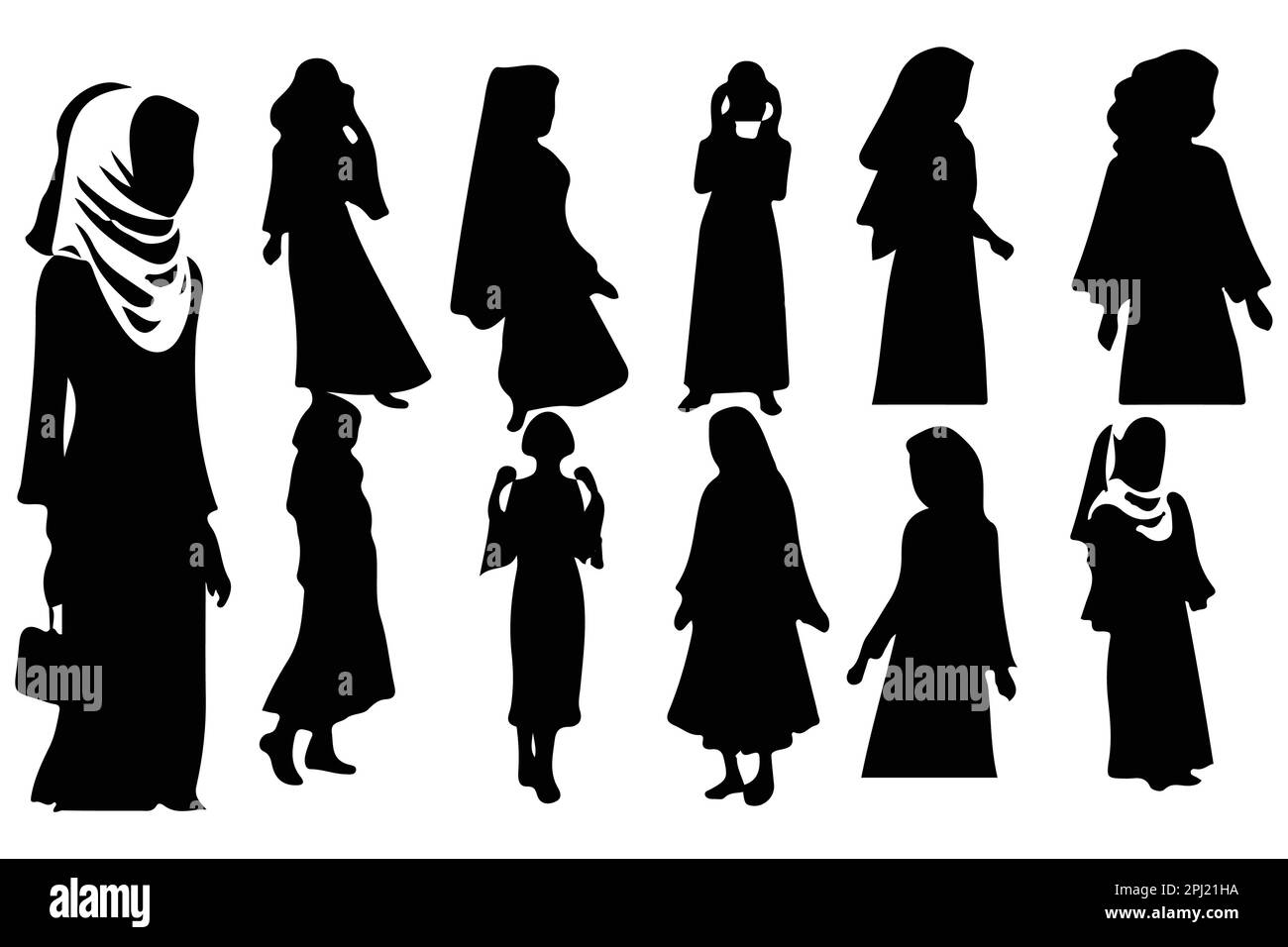 Muslim woman in hijab fashion silhouette vector Stock Vector Image & Art -  Alamy