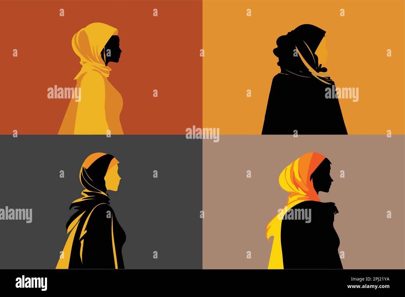 Muslim woman in hijab fashion silhouette vector Stock Vector Image ...