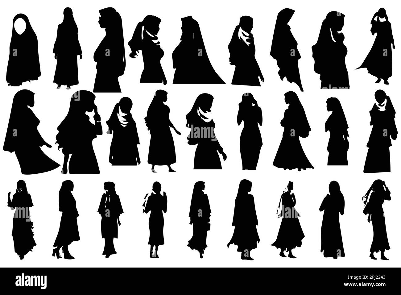 Muslim woman in hijab fashion silhouette vector Stock Vector Image ...