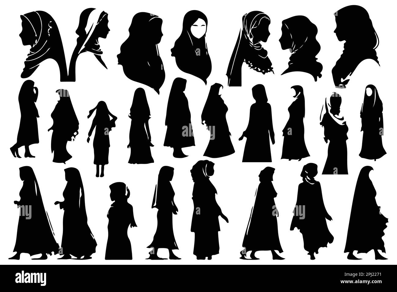 Muslim woman in hijab fashion silhouette vector Stock Vector Image ...