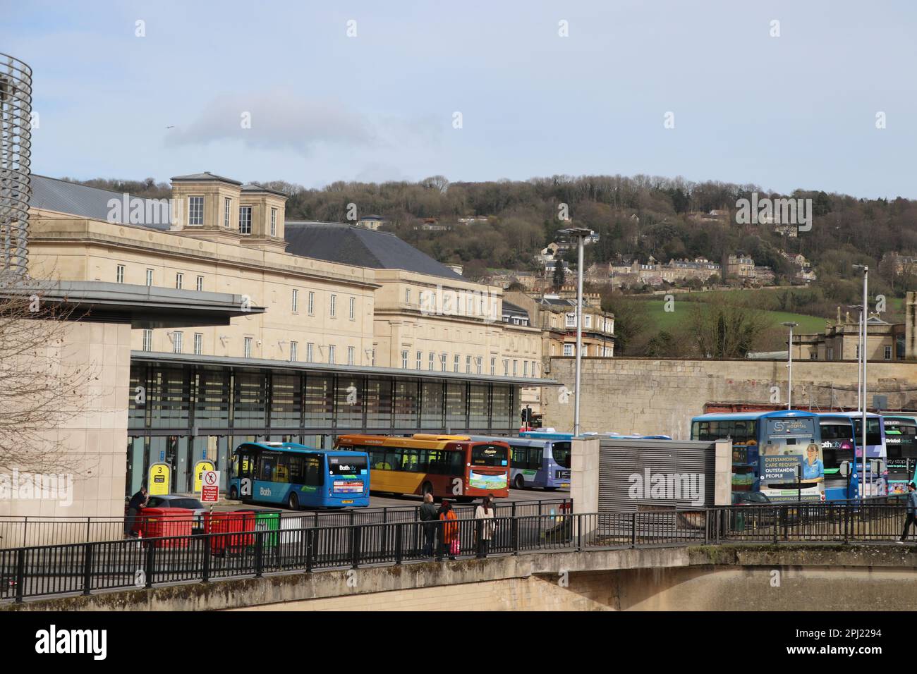 BUSES AT BATH BUS STATION Stock Photo
