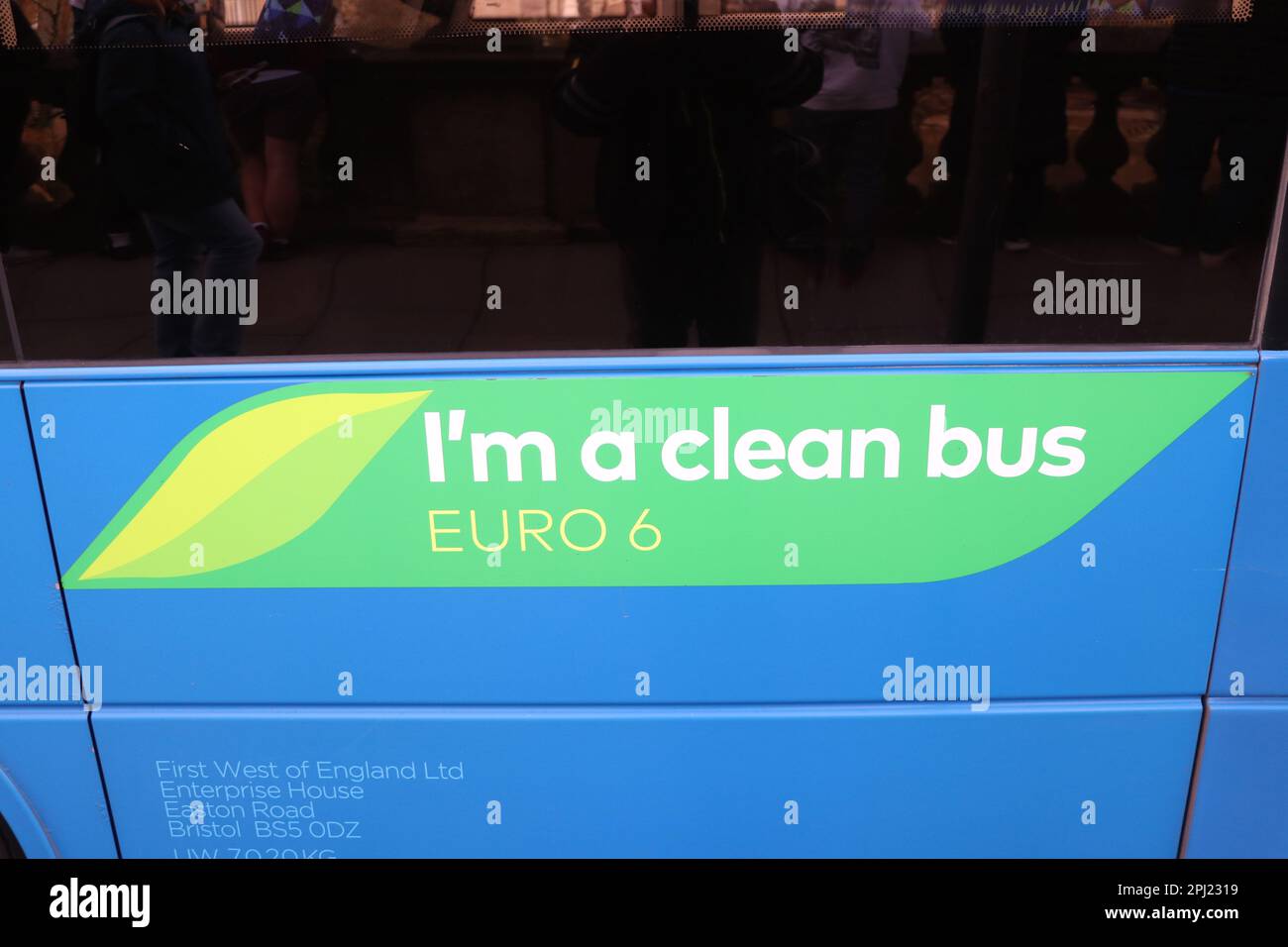 I'M A CLEAN BUS EURO 6 Stock Photo