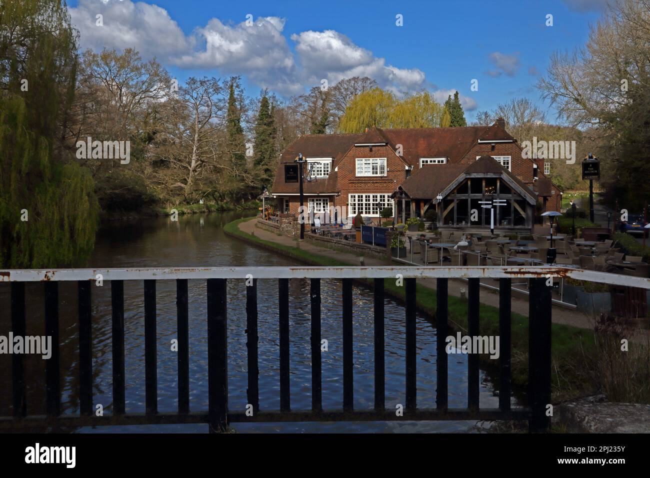 The Anchor Pub by Pyrford Lock on Banks of River Wey Navigations Surrey