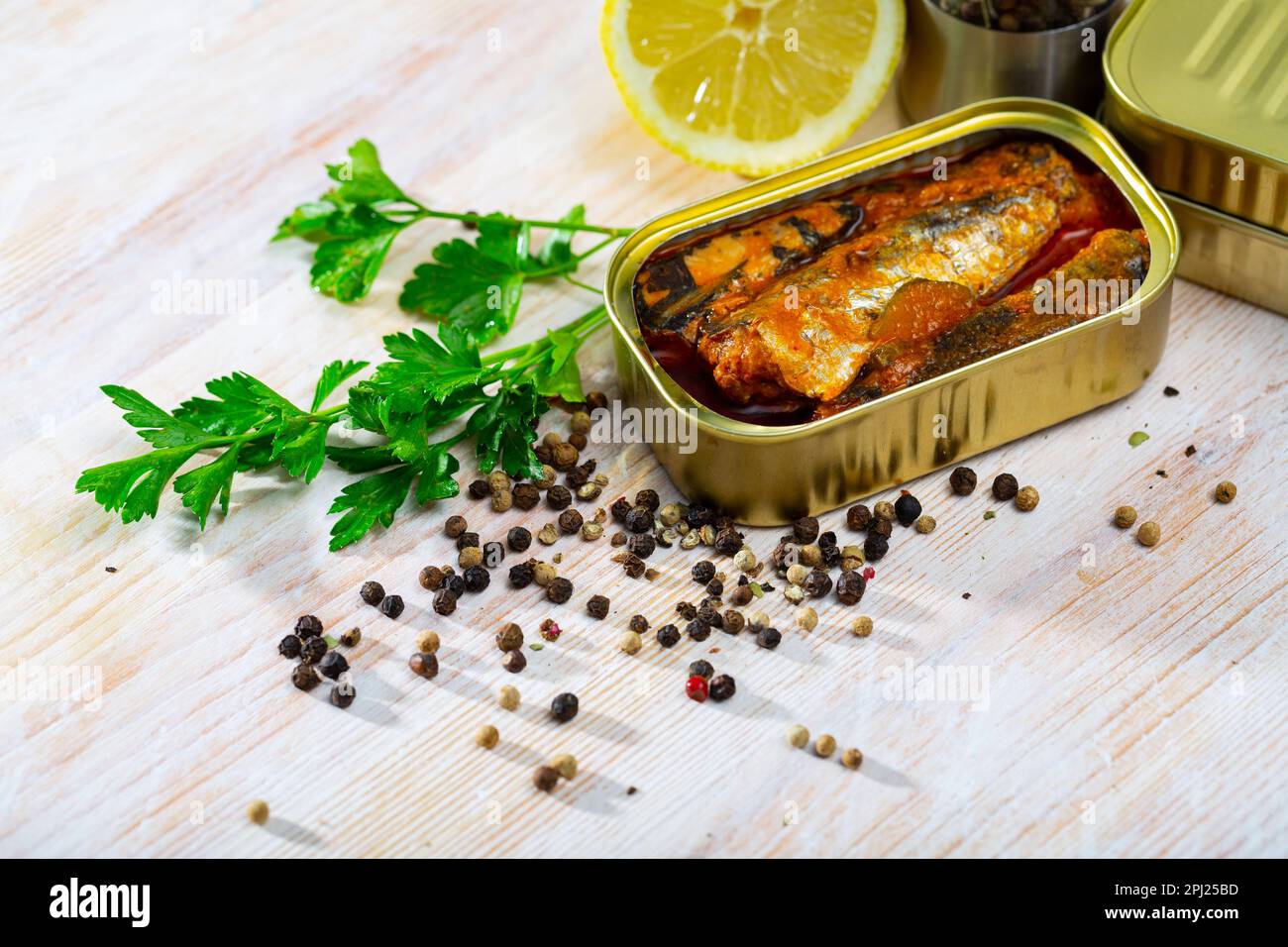 Canned spicy sardines Stock Photo Alamy